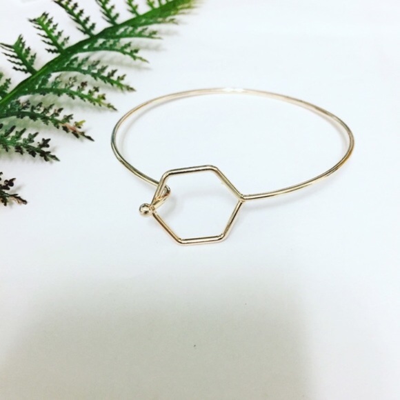 Gold Hexagon Bangle - Picture 3 of 3