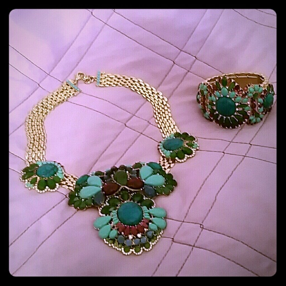 Turquoise Statement Necklace and Bangle