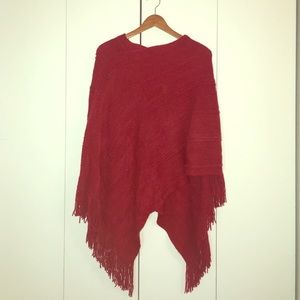 Red shawl with fringe