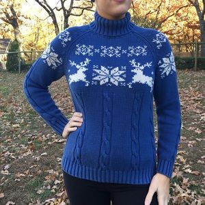Lands' End Snowflake Reindeer Sweater