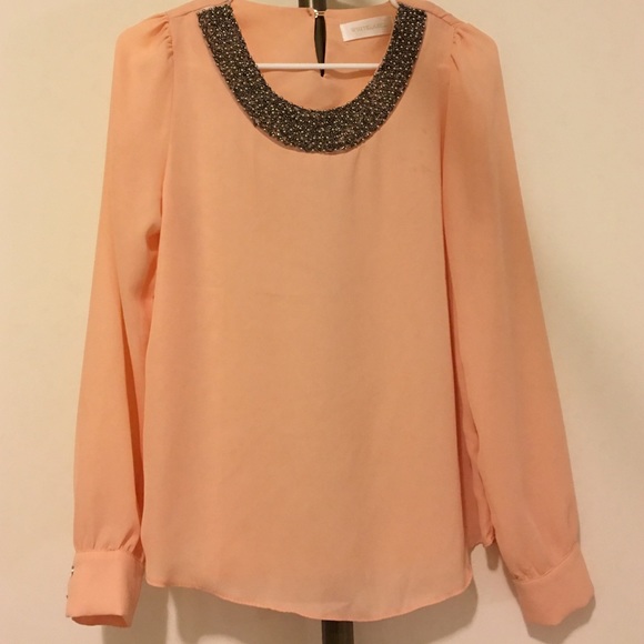 Blush Pink | Embellished long sleeve blouse.