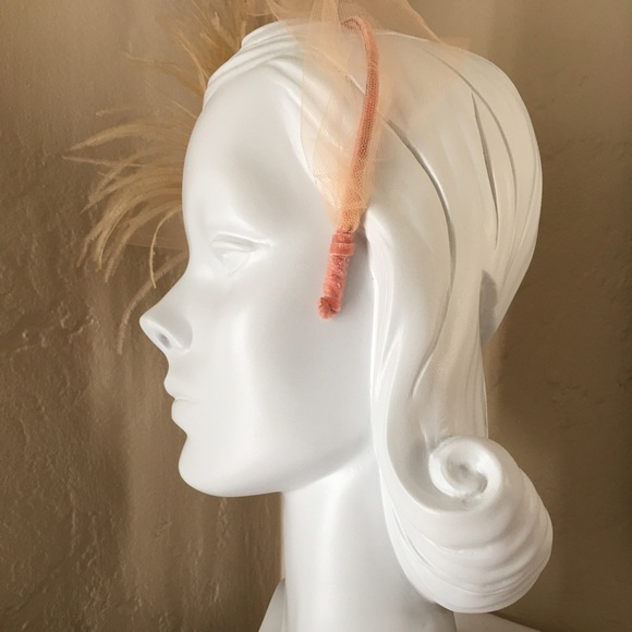 Vintage Ballet Pink Feathered and Jeweled Headband