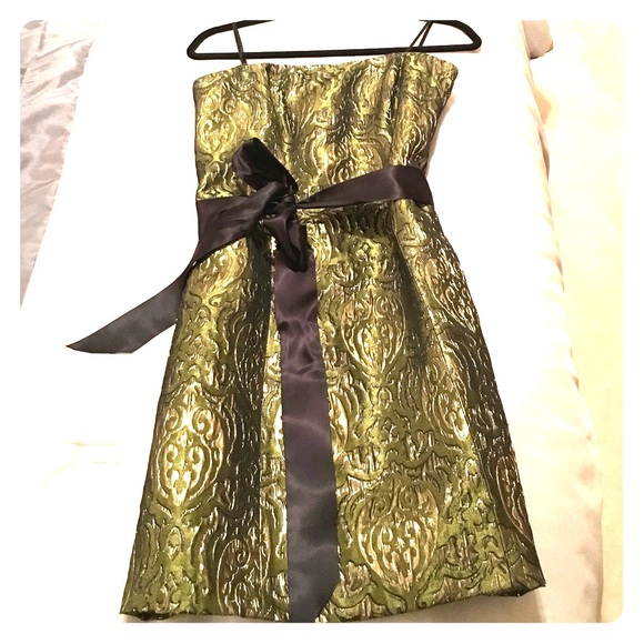 Green and gold cocktail dress