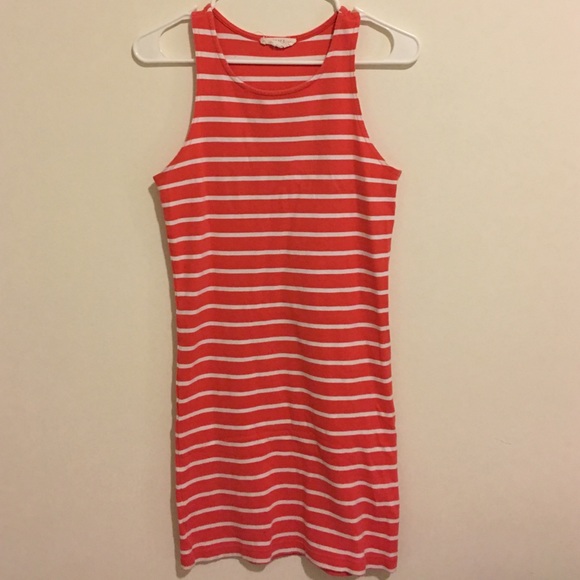 Bodycon coral striped dress