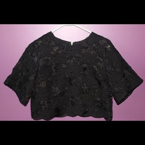 Black Cropped Crotchet Top