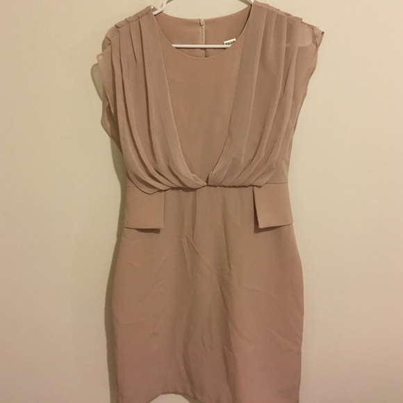 Nude midi business casual dress