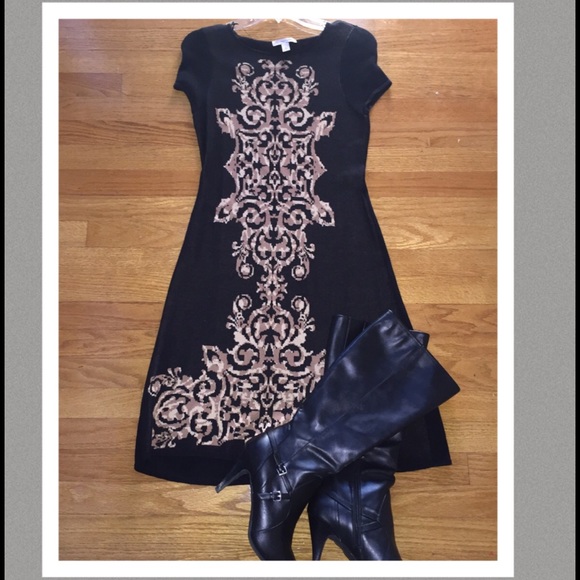 Dress Barn Dresses & Skirts - 🆕Black Knit Print Sweater Dress Small