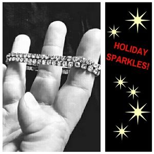 Swarovski crystals-2 expandable silver bracelets