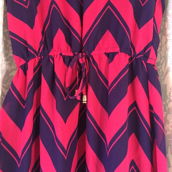 Pink and Purple Chevron Print Maxi Dress - Picture 2 of 2