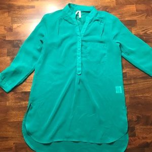 Green button down tunic