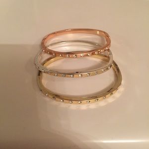 Swarovski tricolor cuff hinged bangles