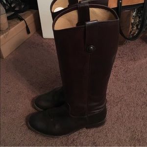Melissa button chocolate frye boots