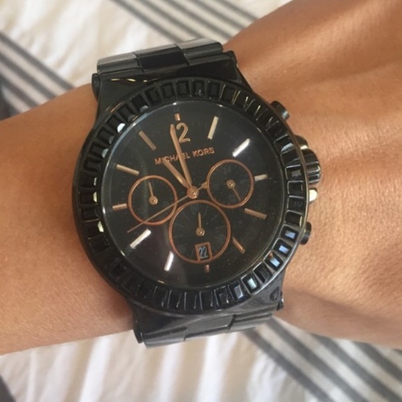 Michael Kors oversized black watch main image 4