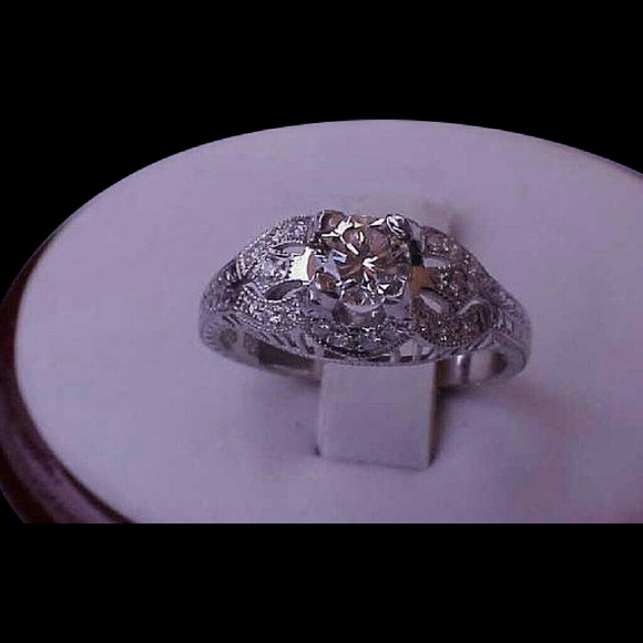 GIA $7057 Estate .75ct Diamond Platinum Ring - Picture 6 of 8