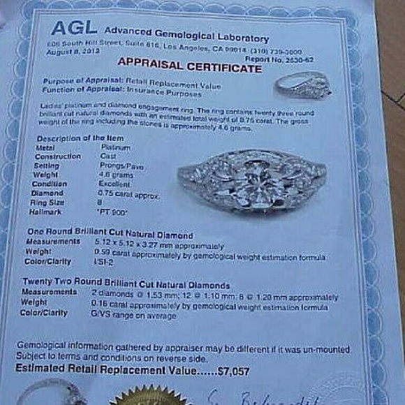 GIA $7057 Estate .75ct Diamond Platinum Ring - Picture 2 of 8