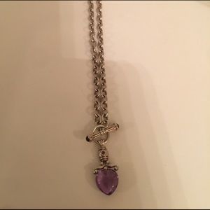 Amethyst and silver medieval style necklace