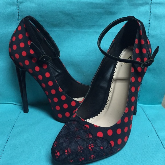 Polka Dot Ankle Strap heels