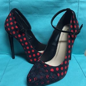 Polka Dot Ankle Strap heels