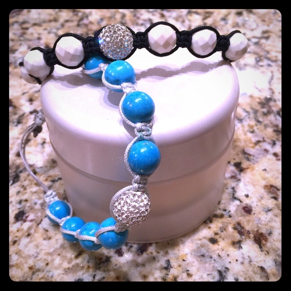 2 semi precious stone bead bracelets