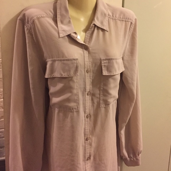 Tops - Semi sheer beige button-down