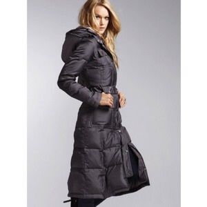 Long grey puffer coat