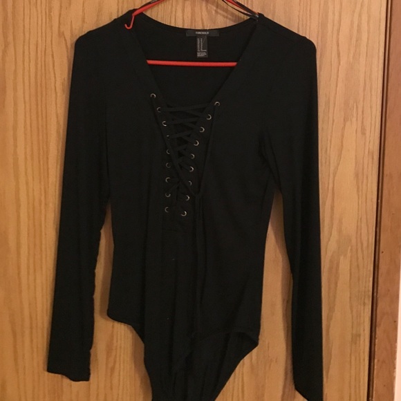 Long sleeve lace up body suit