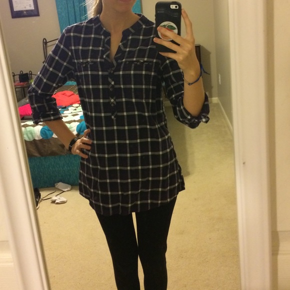 Eddie Bauer Dark Purple Plaid Shirt