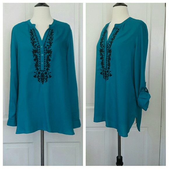 St. John's Bay Tops - Saint John's Bay Turquoise Long Sleeve Top