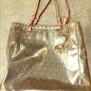 Michael Kors Gold Tone Monogram Tote