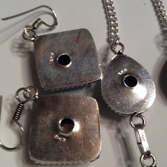 🌹3X H.P.🌹DICHROIC GLASS 925  NECKLACE & EARRINGS - Picture 3 of 4