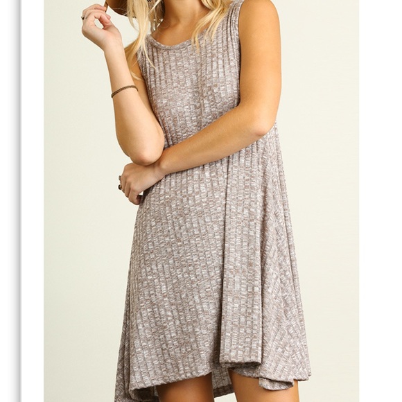 Sleeveless Knit A Line Dress in Mocha - Picture 2 of 4