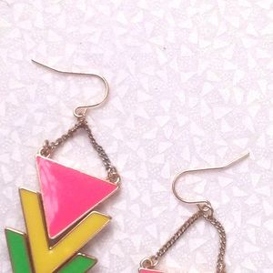 Jewelry - neon yellow green pink triangle earrings Jewelry - neon yellow green pink triangle earrings