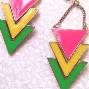 Jewelry - neon yellow green pink triangle earrings Jewelry - neon yellow green pink triangle earrings