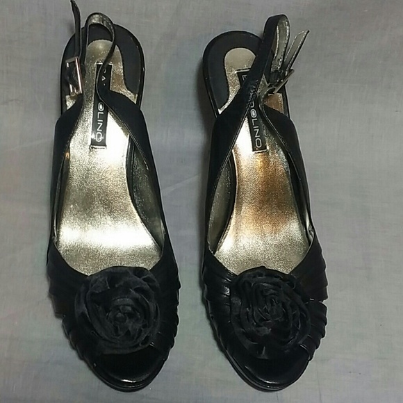 BANDOLINO SANDALS Black 6 M leather Heels 4" - Picture 2 of 4