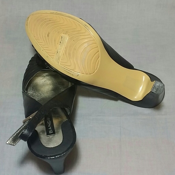 BANDOLINO SANDALS Black 6 M leather Heels 4" - Picture 4 of 4