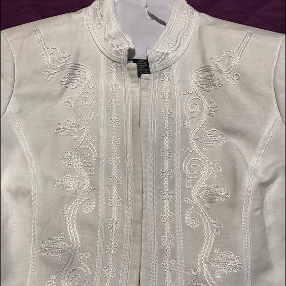 Off White embroidered Russel Scott top Sz 10 - Picture 2 of 4