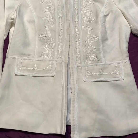 Off White embroidered Russel Scott top Sz 10 - Picture 3 of 4