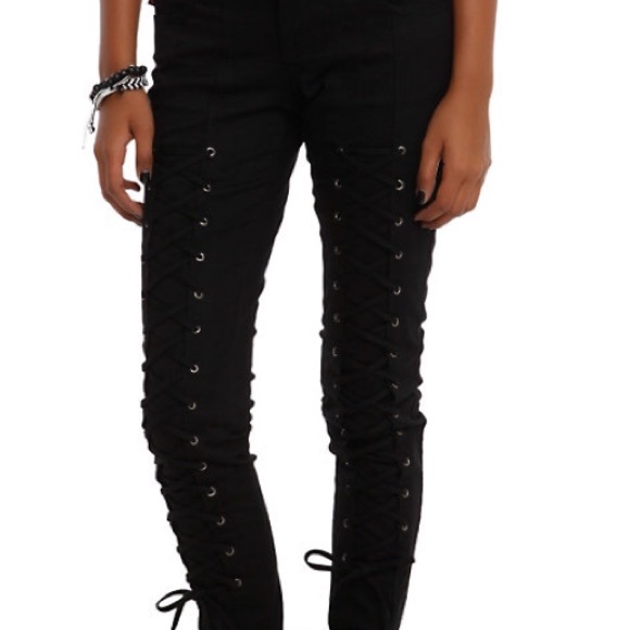 Lace-up sexy trendy Black Jeans