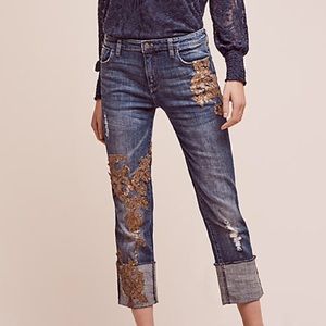 Anthropologie Pilcro appliqué sparkle jeans, 29
