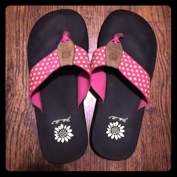 Yellow Box flip flops