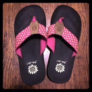 Yellow Box flip flops