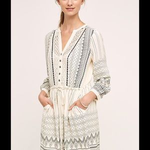 Anthropologie Floreat dress cream black print, 8.