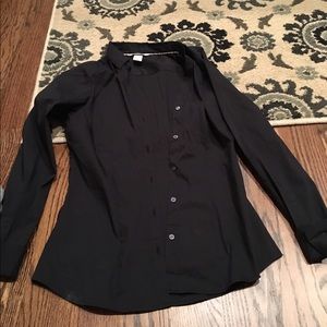 Flattering black button down