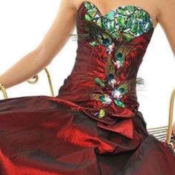 Red peacock dress