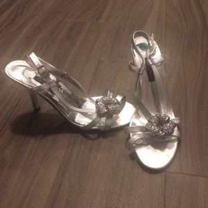 Winter formal silver heels