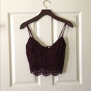 LA Hearts Crop Top- Burgundy
