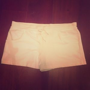 White cotton drawstring shorts