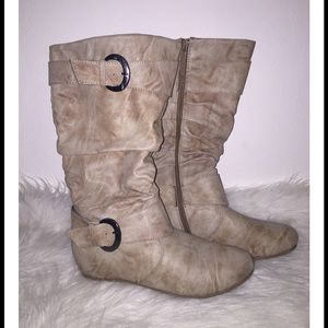 Women's Tan Cream Fashion Casual Boots