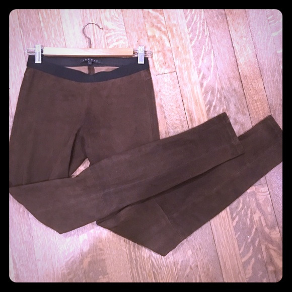 THEORY suede leather leggings $795 chocolate