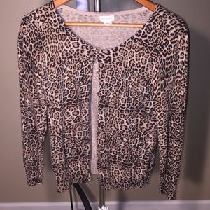 Medium Button Sweater Leopard Print Cardigan